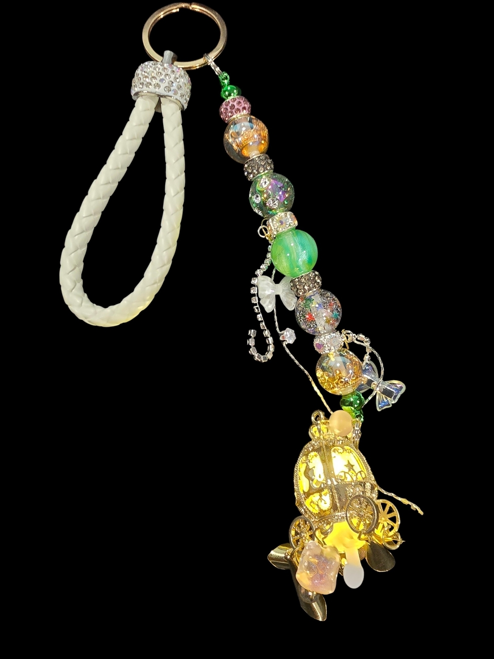 Gold Carriage Charm Bracelet Wristlet - Green & Gold